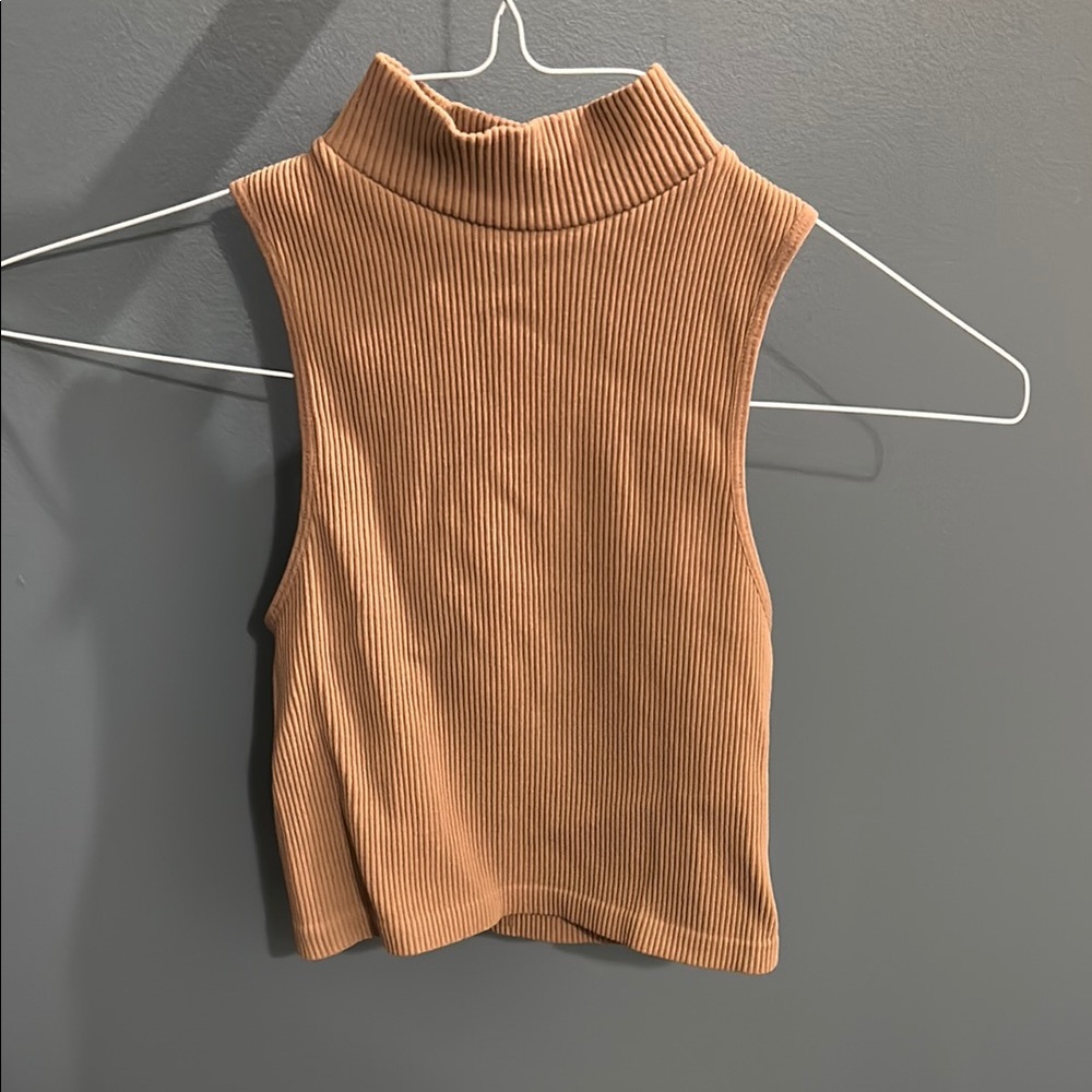 Zara Ribbed Brown Top